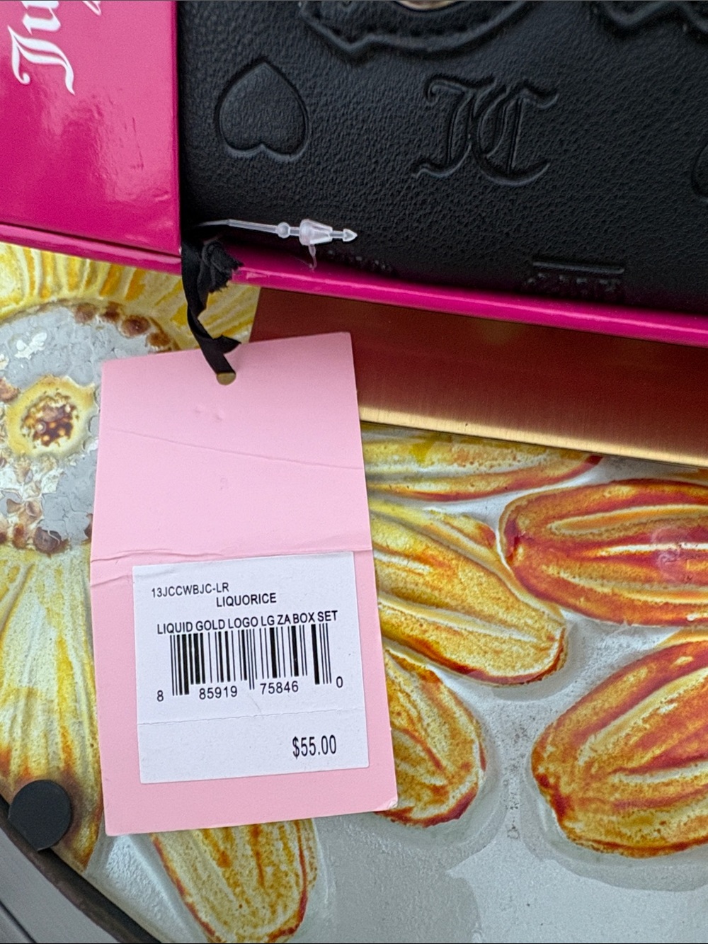Juicy Couture Liquorice Liquid Gold Logo Large Zip Around Wallet Box Set- NWT - Picture 2 of 6